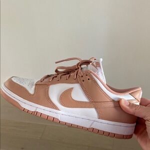 Nike White and Pink Dunks Low